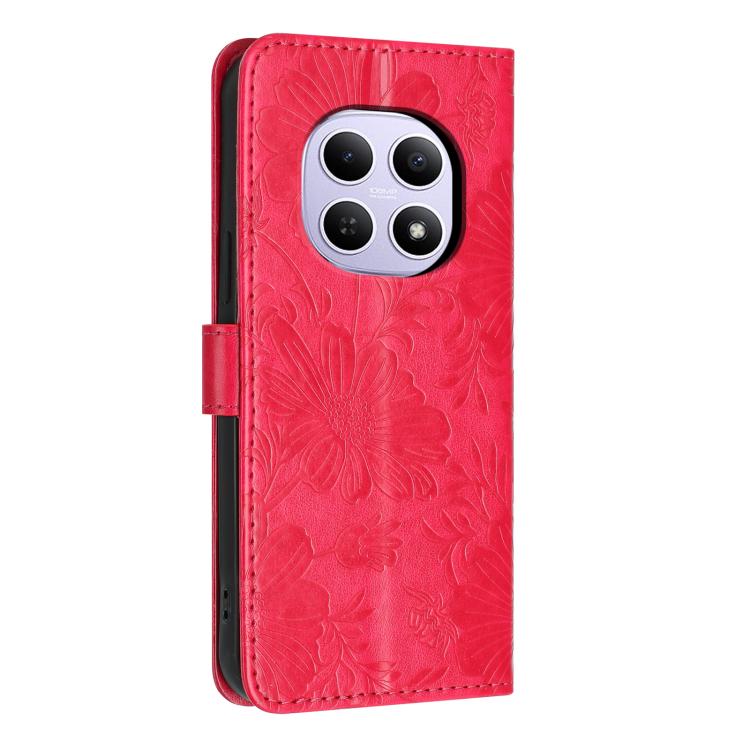 For Redmi Note 15 5G Global 164mm Sunflower Embossed Vegan Leather Phone Case with Small Black Rope