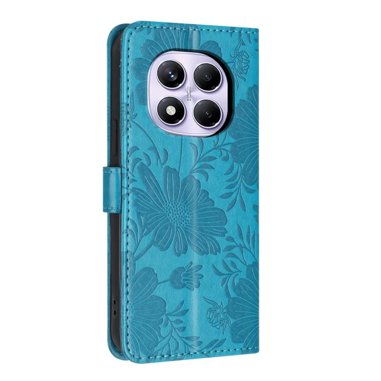 For Redmi Note 15 Pro 4G Global 163.2mm Sunflower Embossed Vegan Leather Phone Case with Small Black Rope