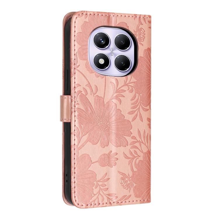 For Redmi Note 15 Pro 5G Global 163.6mm Sunflower Embossed Vegan Leather Phone Case with Small Black Rope