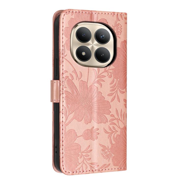 For Redmi Note 15 Pro+ 5G Global 163.3mm Sunflower Embossed Vegan Leather Phone Case with Small Black Rope