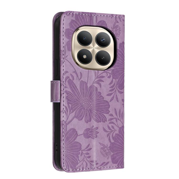 For Redmi Note 15 Pro+ 5G Global 163.3mm Sunflower Embossed Vegan Leather Phone Case with Small Black Rope