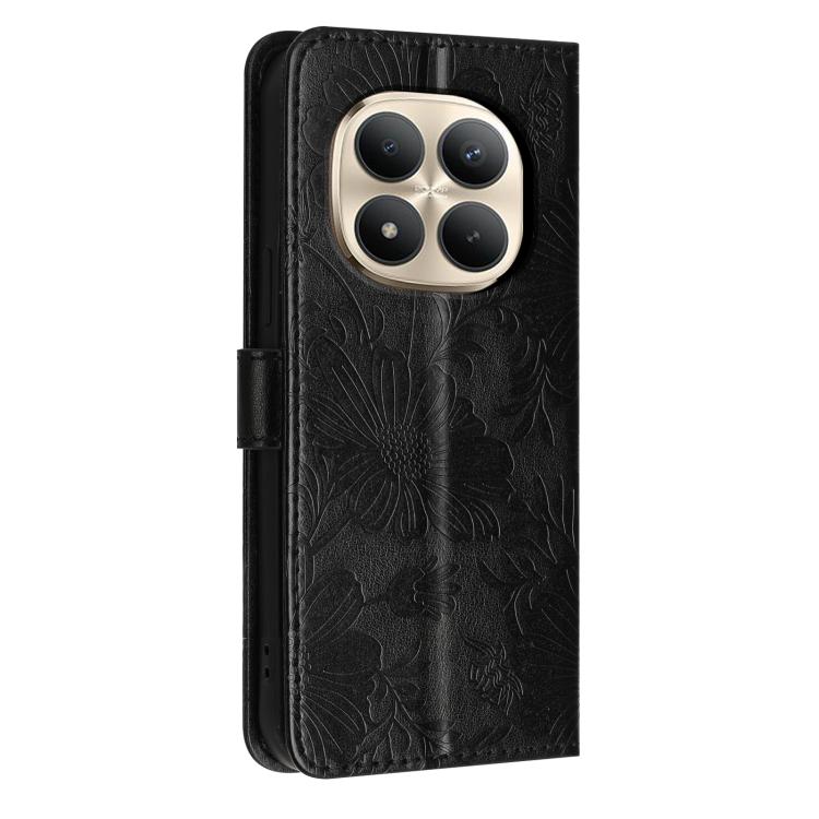 For Redmi Note 15 Pro+ 5G Global 163.3mm Sunflower Embossed Vegan Leather Phone Case with Small Black Rope
