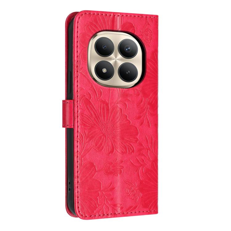 For Redmi Note 15 Pro+ 5G Global 163.3mm Sunflower Embossed Vegan Leather Phone Case with Small Black Rope
