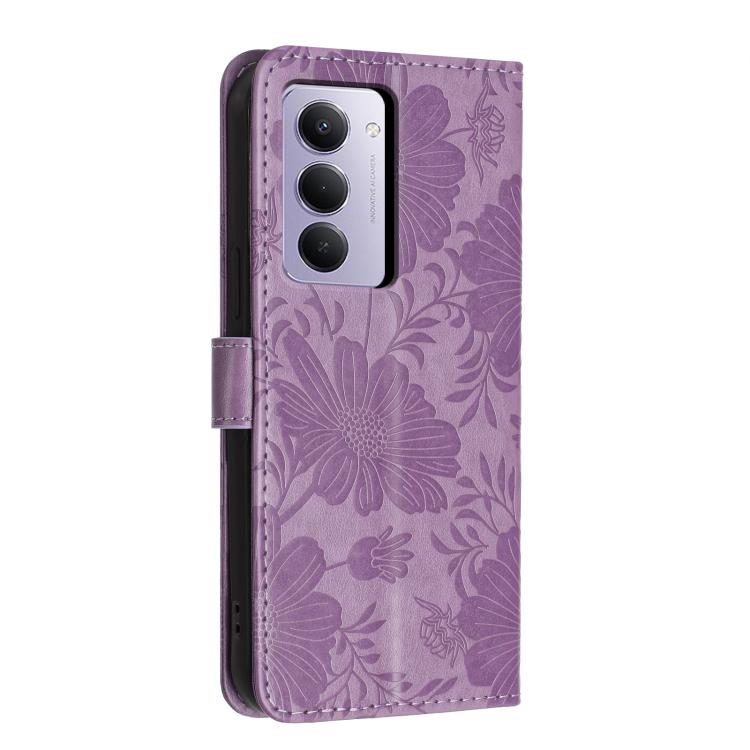 For Redmi 15 5G Global / 15 4G SEA 169.5mm Sunflower Embossed Vegan Leather Phone Case with Small Black Rope
