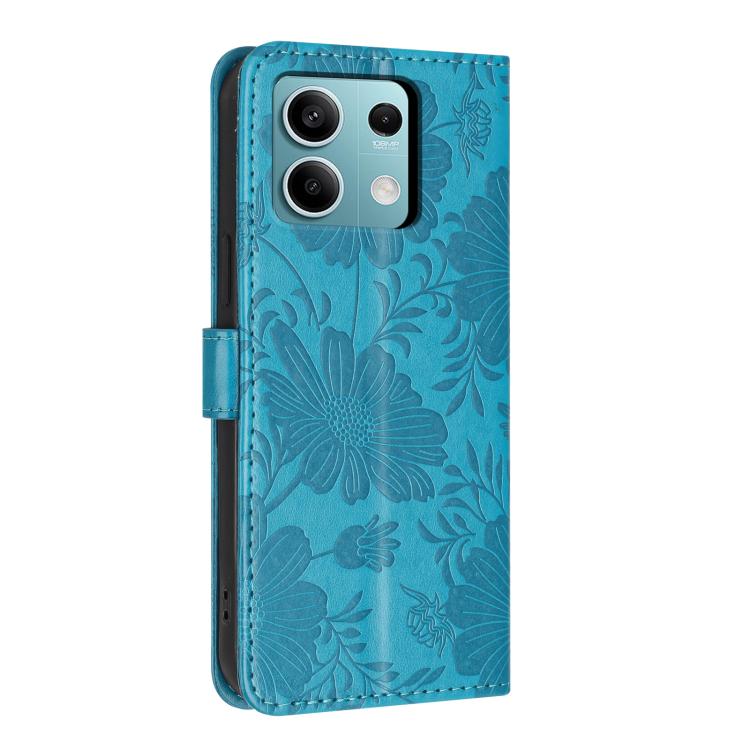 For Redmi Note 13 5G Sunflower Embossed Vegan Leather Phone Case with Small Black Rope