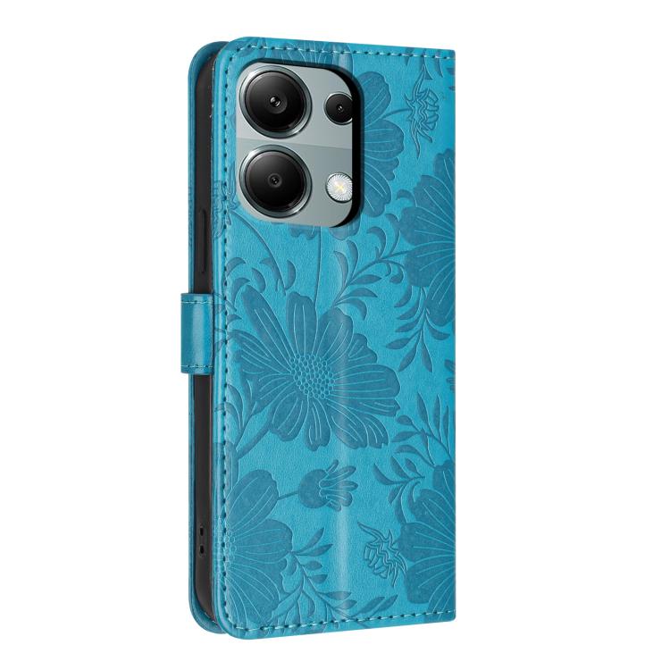 For Redmi Note 13 Pro 4G / Note 14S 4G Sunflower Embossed Vegan Leather Phone Case with Small Black Rope