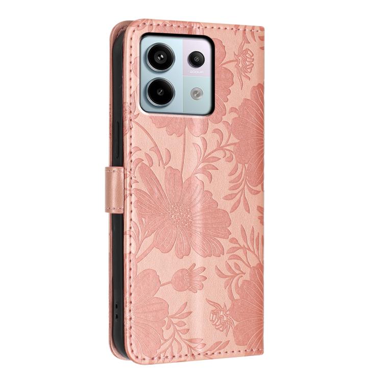 For Redmi Note 13 Pro 5G Global Sunflower Embossed Vegan Leather Phone Case with Small Black Rope