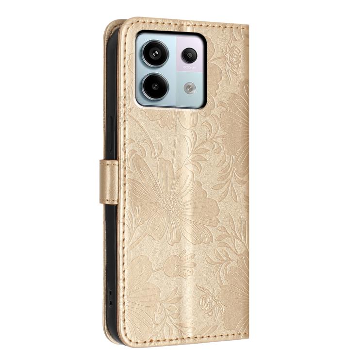 For Redmi Note 13 Pro 5G Global Sunflower Embossed Vegan Leather Phone Case with Small Black Rope