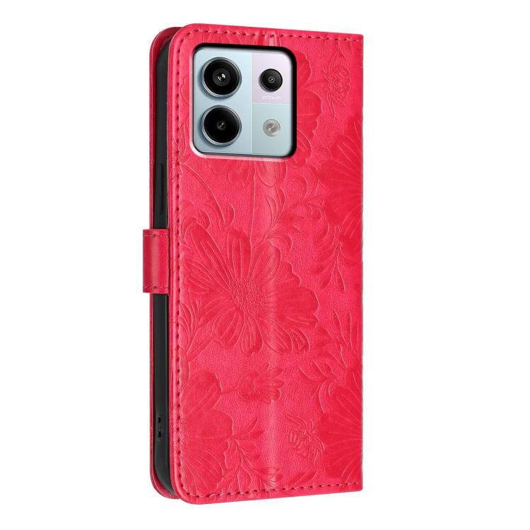 For Redmi Note 13 Pro 5G Global Sunflower Embossed Vegan Leather Phone Case with Small Black Rope