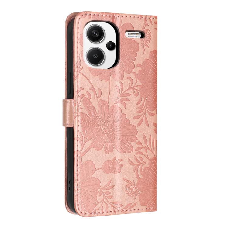 For Redmi Note 13 Pro+ Sunflower Embossed Vegan Leather Phone Case with Small Black Rope