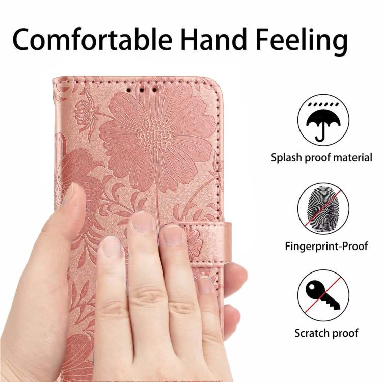 For Redmi Note 13 Pro+ Sunflower Embossed Vegan Leather Phone Case with Small Black Rope