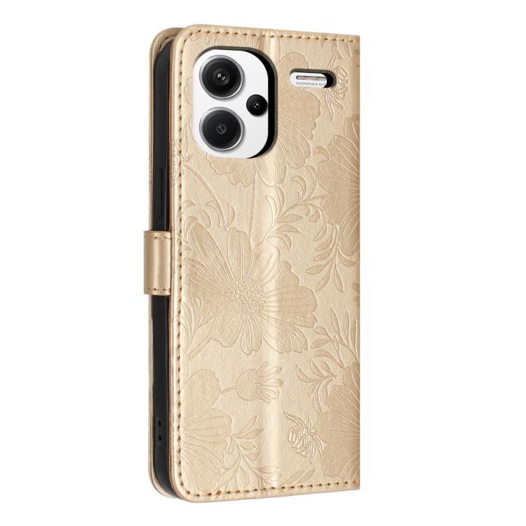 For Redmi Note 13 Pro+ Sunflower Embossed Vegan Leather Phone Case with Small Black Rope