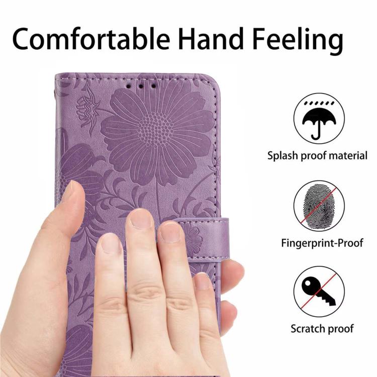 For Redmi Note 13 Pro+ Sunflower Embossed Vegan Leather Phone Case with Small Black Rope