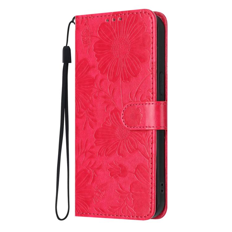 For Redmi Note 13 Pro+ Sunflower Embossed Vegan Leather Phone Case with Small Black Rope