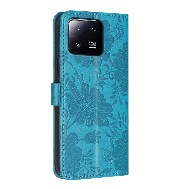 For Xiaomi 13 Pro Sunflower Embossed Vegan Leather Phone Case with Small Black Rope