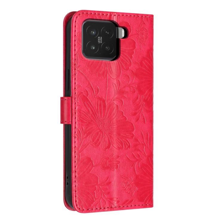 For Xiaomi 15 Pro 5G Sunflower Embossed Vegan Leather Phone Case with Small Black Rope
