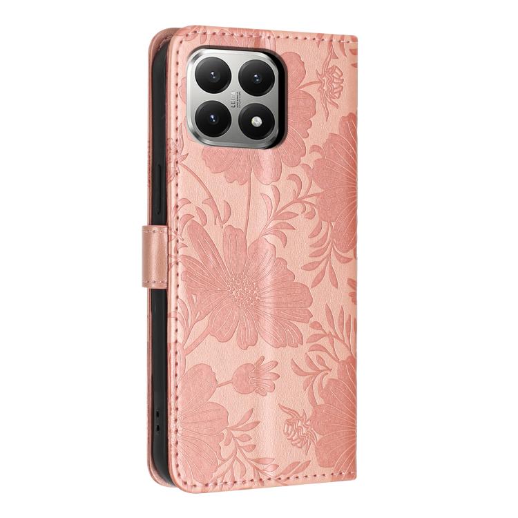 For Xiaomi 15T 5G Sunflower Embossed Vegan Leather Phone Case with Small Black Rope