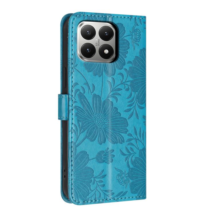 For Xiaomi 15T 5G Sunflower Embossed Vegan Leather Phone Case with Small Black Rope