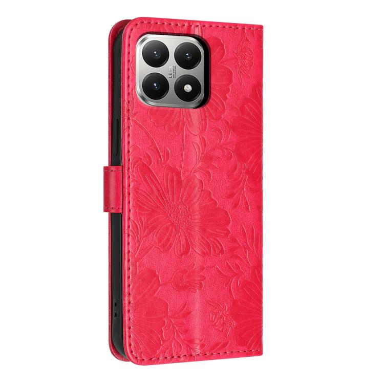 For Xiaomi 15T 5G Sunflower Embossed Vegan Leather Phone Case with Small Black Rope