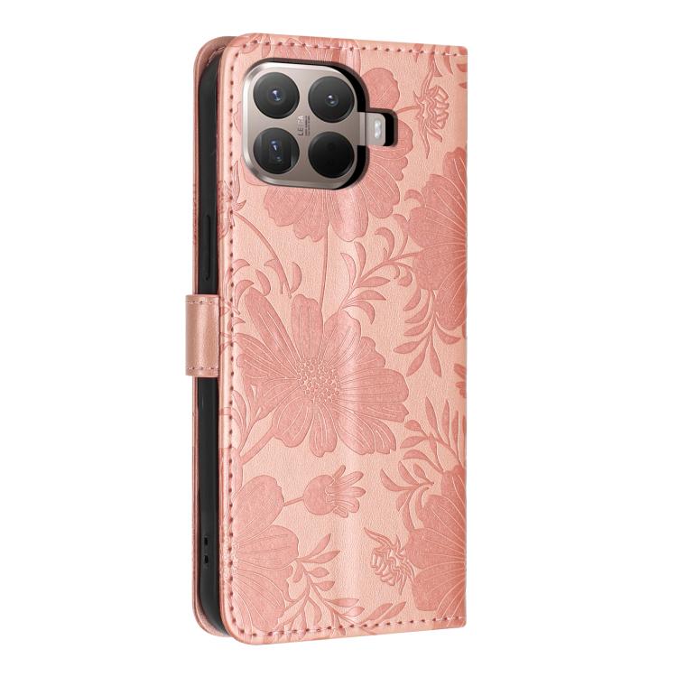 For Xiaomi 15T Pro 5G Sunflower Embossed Vegan Leather Phone Case with Small Black Rope