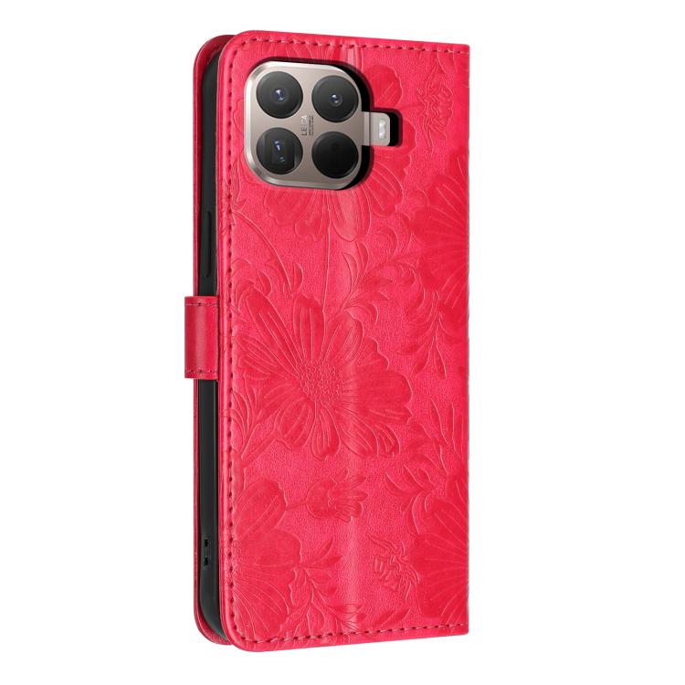For Xiaomi 15T Pro 5G Sunflower Embossed Vegan Leather Phone Case with Small Black Rope