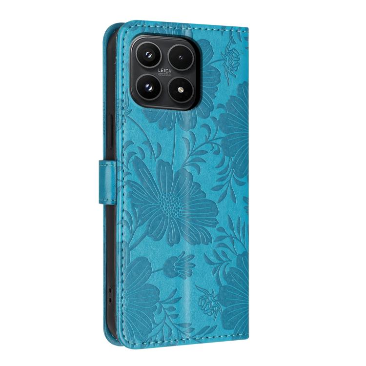 For Xiaomi 17 Sunflower Embossed Vegan Leather Phone Case with Small Black Rope