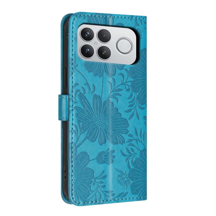 For Xiaomi Poco F8 Ultra 5G Global Sunflower Embossed Vegan Leather Phone Case with Small Black Rope