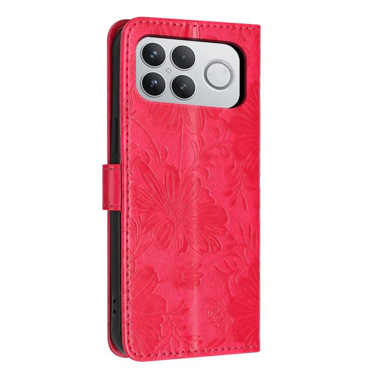 For Xiaomi Poco F8 Ultra 5G Global Sunflower Embossed Vegan Leather Phone Case with Small Black Rope