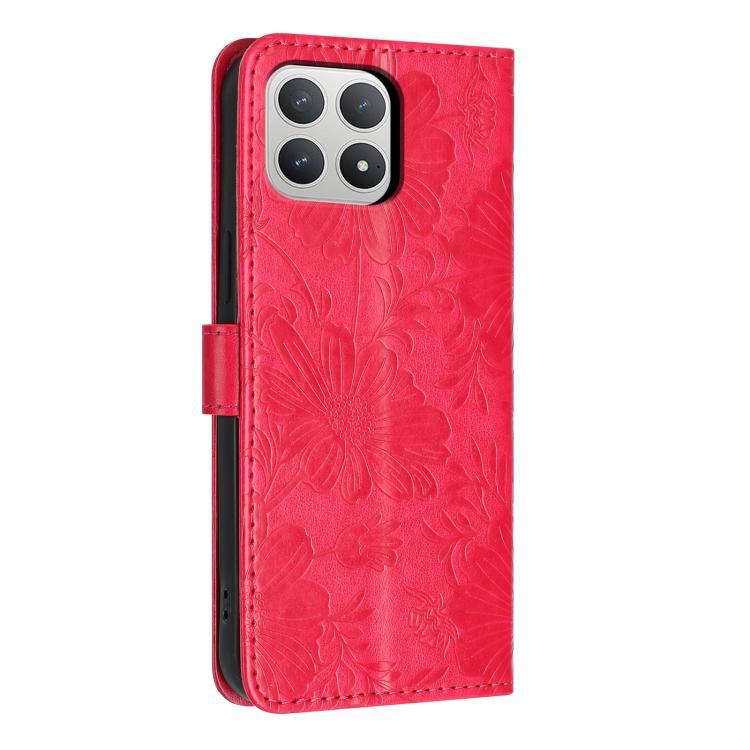 For Xiaomi Poco F8 Pro 5G Global Sunflower Embossed Vegan Leather Phone Case with Small Black Rope