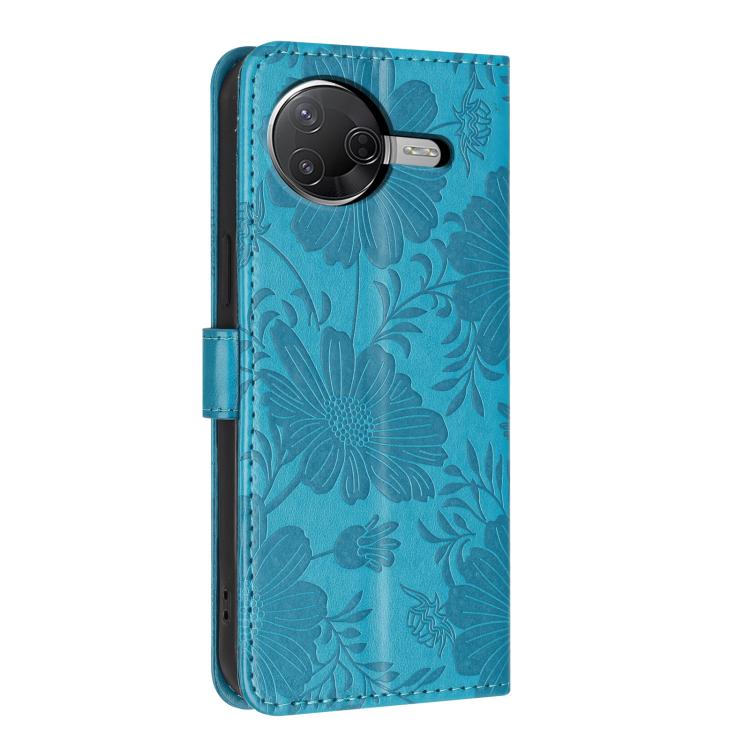 For Xiaomi Poco F7 Pro / F7 Ultra Sunflower Embossed Vegan Leather Phone Case with Small Black Rope