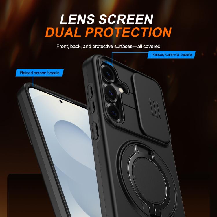 For Galaxy A35 5G Camera Sliding Shield Magnetic Rotation Holder Phone Case