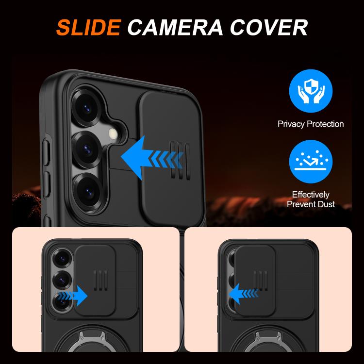 For Galaxy A35 5G Camera Sliding Shield Magnetic Rotation Holder Phone Case