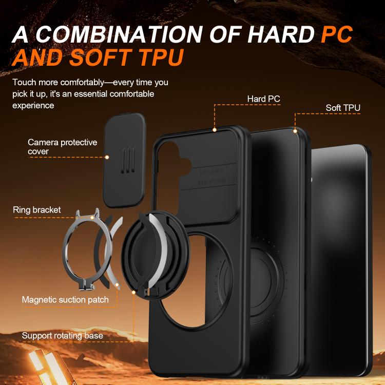 For Galaxy A35 5G Camera Sliding Shield Magnetic Rotation Holder Phone Case