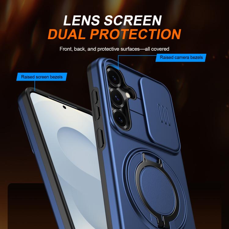 For Galaxy A35 5G Camera Sliding Shield Magnetic Rotation Holder Phone Case