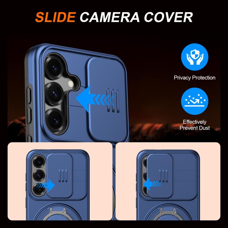 For Galaxy A35 5G Camera Sliding Shield Magnetic Rotation Holder Phone Case