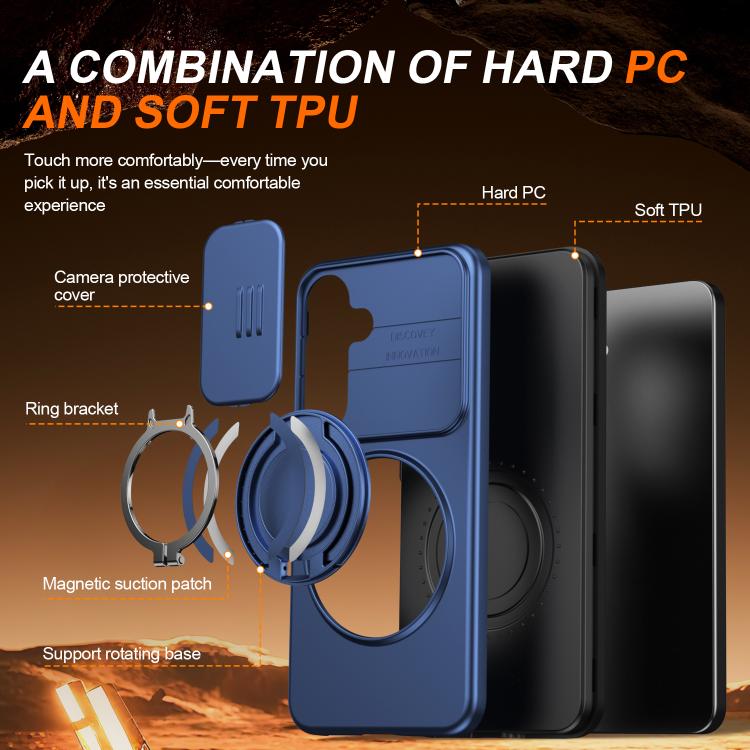 For Galaxy A35 5G Camera Sliding Shield Magnetic Rotation Holder Phone Case