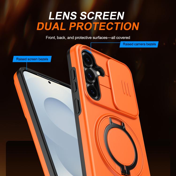 For Galaxy A35 5G Camera Sliding Shield Magnetic Rotation Holder Phone Case