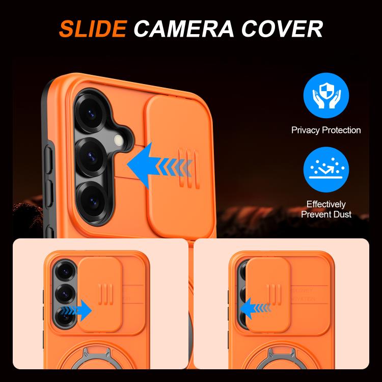 For Galaxy A35 5G Camera Sliding Shield Magnetic Rotation Holder Phone Case