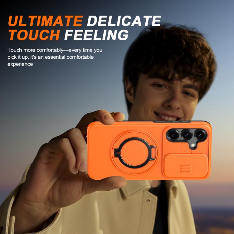 For Galaxy A35 5G Camera Sliding Shield Magnetic Rotation Holder Phone Case