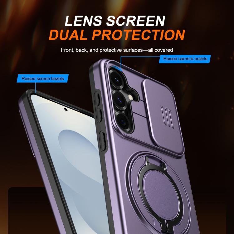 For Galaxy A35 5G Camera Sliding Shield Magnetic Rotation Holder Phone Case