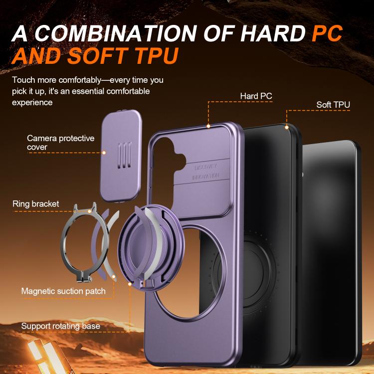 For Galaxy A35 5G Camera Sliding Shield Magnetic Rotation Holder Phone Case