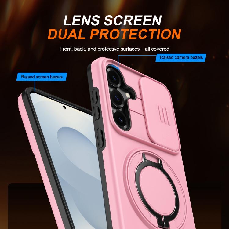 For Galaxy A35 5G Camera Sliding Shield Magnetic Rotation Holder Phone Case