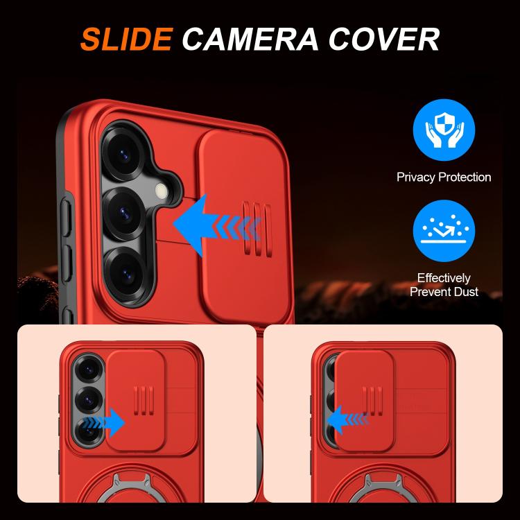 For Galaxy A35 5G Camera Sliding Shield Magnetic Rotation Holder Phone Case