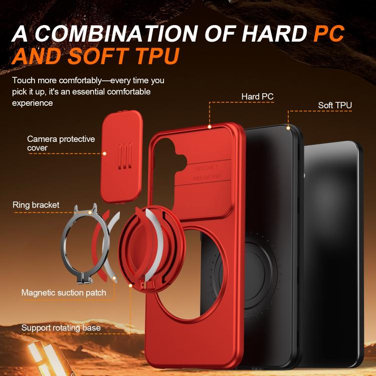 For Galaxy A35 5G Camera Sliding Shield Magnetic Rotation Holder Phone Case