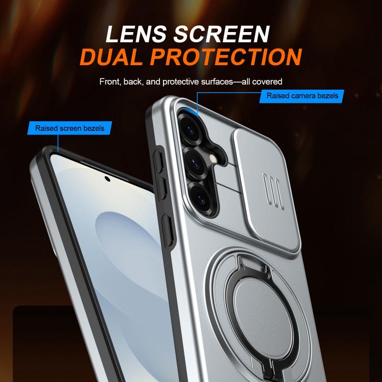 For Galaxy A35 5G Camera Sliding Shield Magnetic Rotation Holder Phone Case