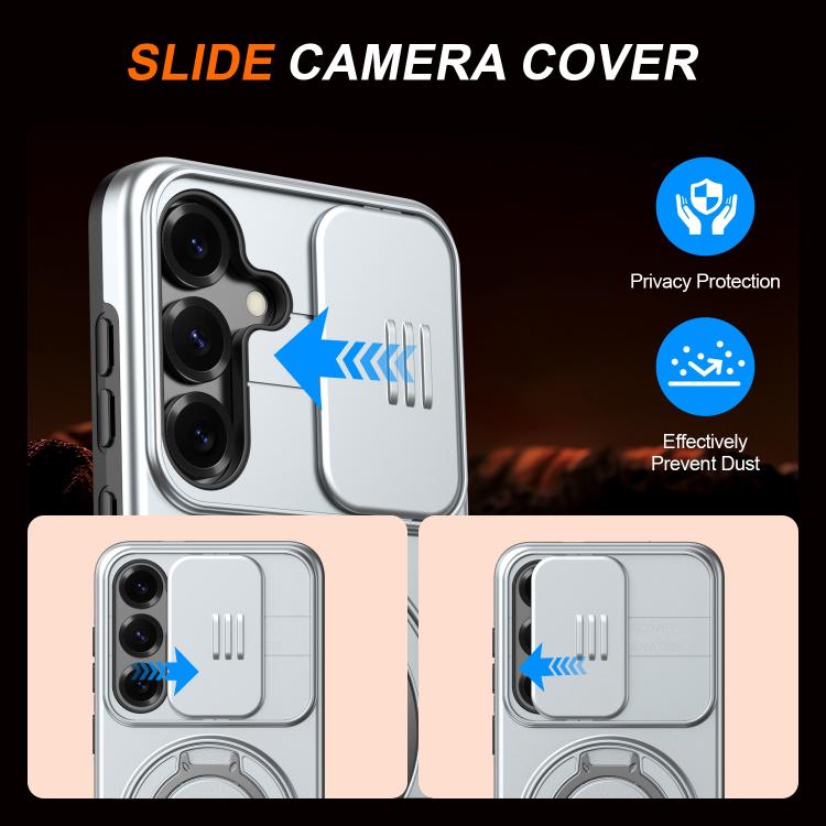 For Galaxy A35 5G Camera Sliding Shield Magnetic Rotation Holder Phone Case
