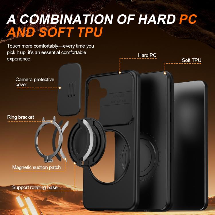 For Galaxy A55 5G Camera Sliding Shield Magnetic Rotation Holder Phone Case