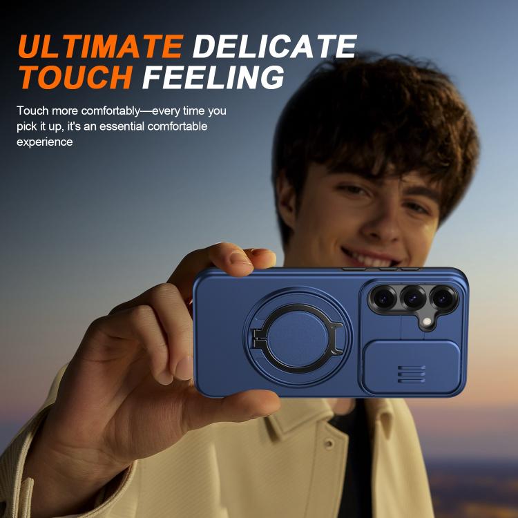 For Galaxy A55 5G Camera Sliding Shield Magnetic Rotation Holder Phone Case