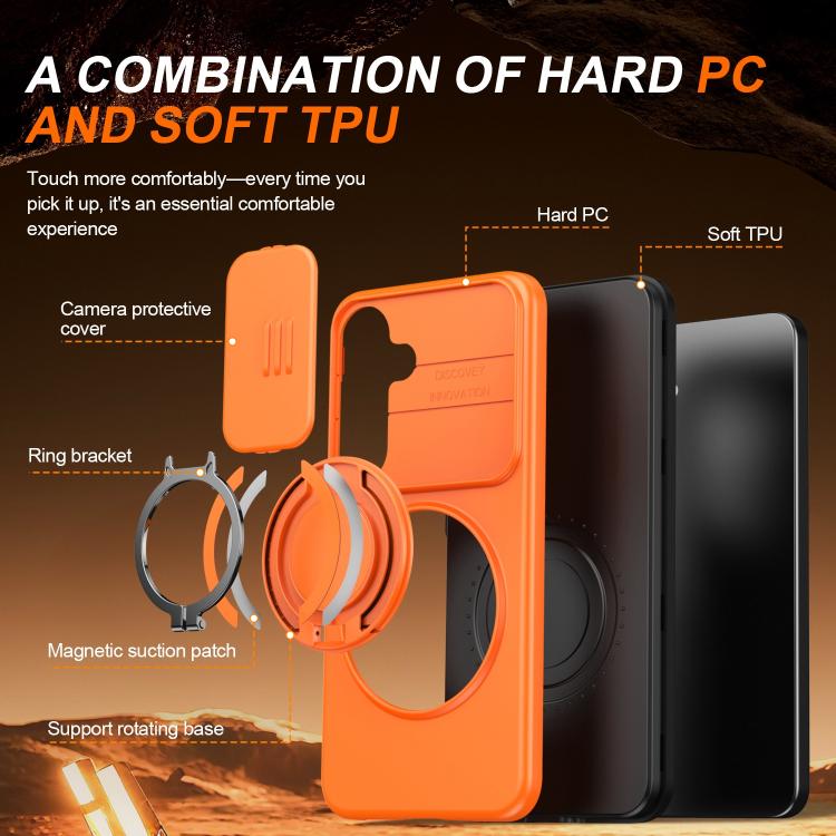 For Galaxy A55 5G Camera Sliding Shield Magnetic Rotation Holder Phone Case