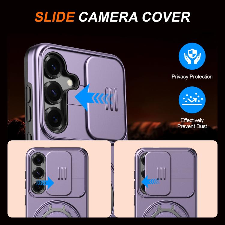For Galaxy A55 5G Camera Sliding Shield Magnetic Rotation Holder Phone Case